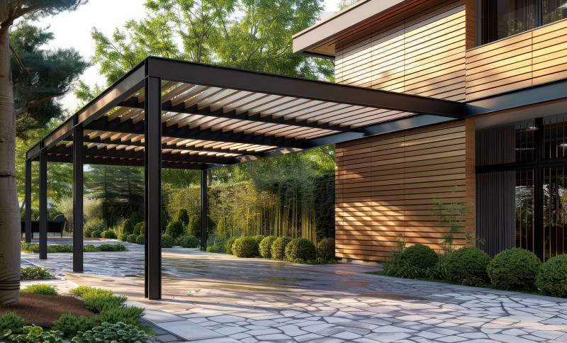 Aménagement de carports à toit plat écoresponsables pour entreprises dans les Alpes Maritimes - Nice